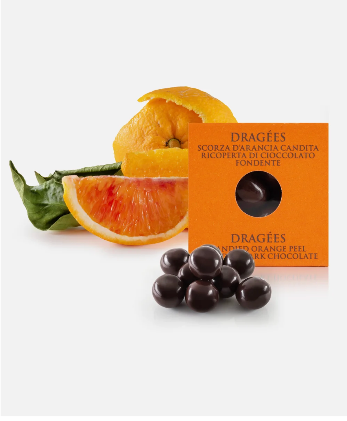 Dragées Candied Orange Peel with 66% dark chocolate - 120 gr.