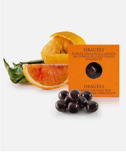 Dragées Candied Orange Peel with 66% dark chocolate - 120 gr.