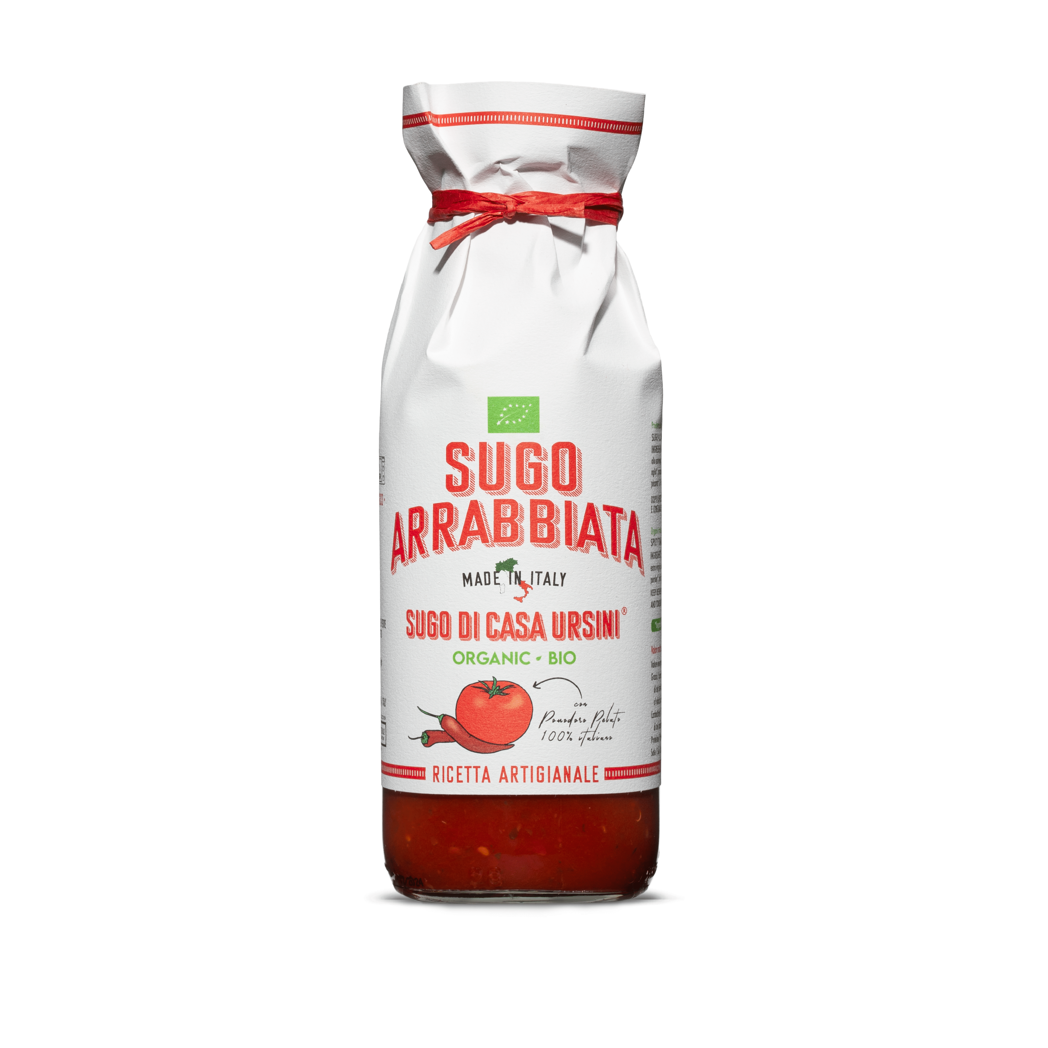 Organic All'arrabbiata sauce with peeled tomatoes and chili - 500 gr.